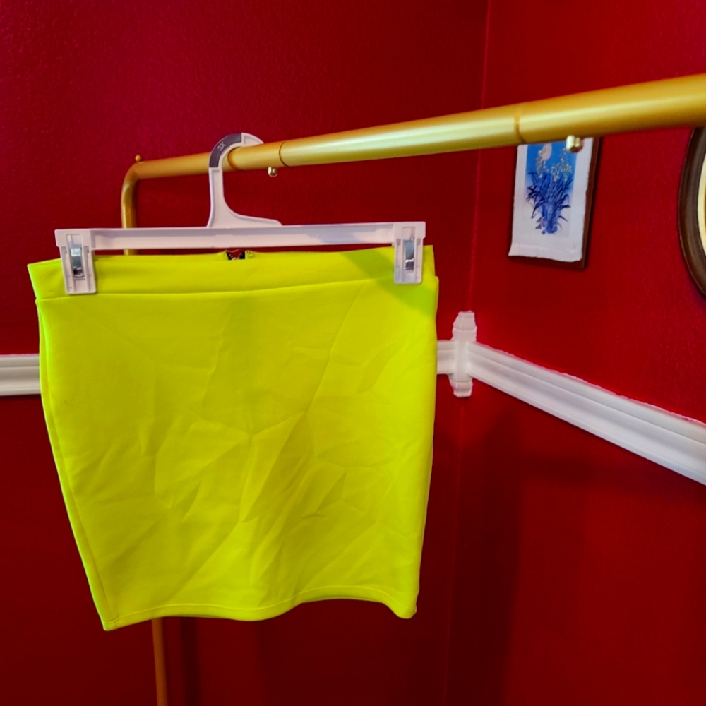 Highlighter yellow mini skirt